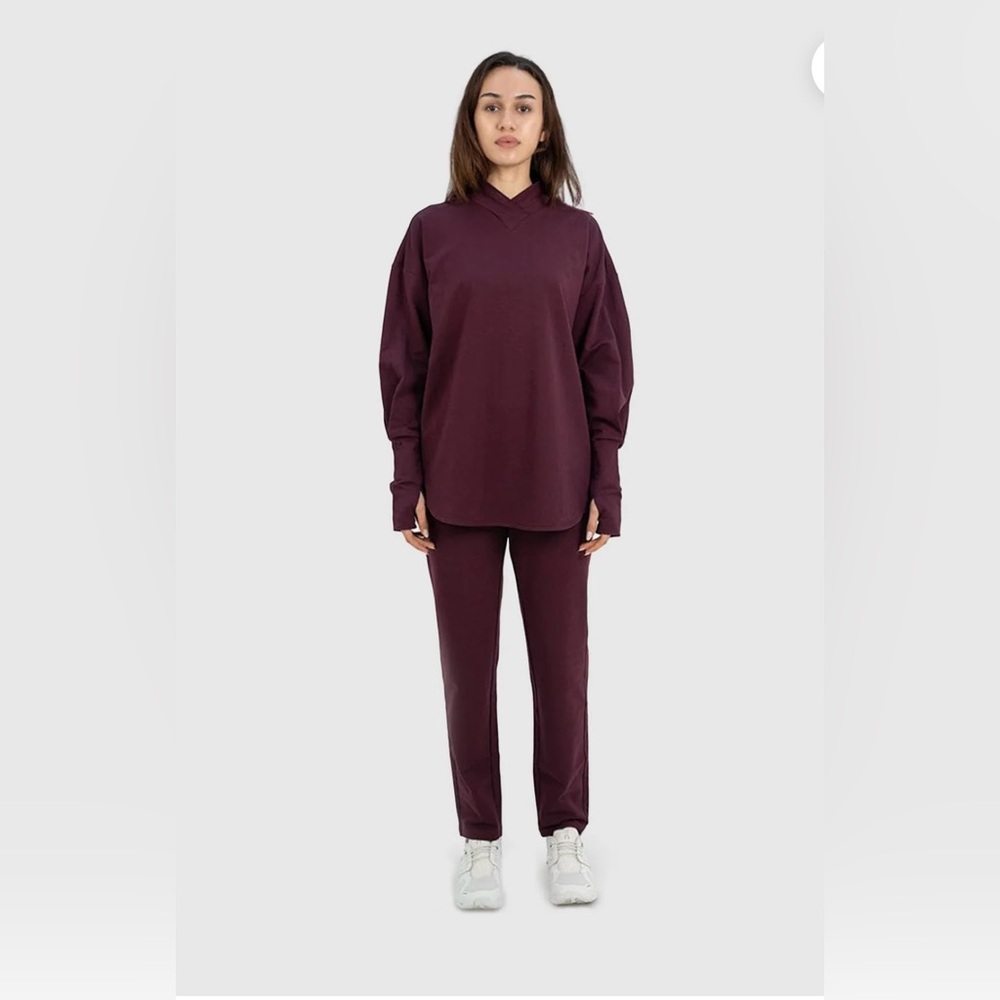 QYNDA REHAL Light terry loops V-Neck Sweater - Maroon